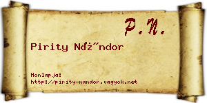 Pirity Nándor névjegykártya